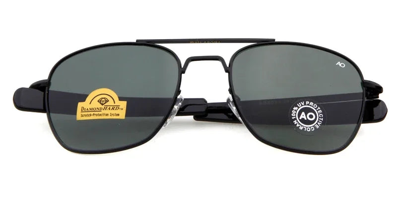 Retro Green AO Pilot Sunglasses 
Luxury Brand Designer Male,   American Army Military Optical Glass Lens Shades Eyewear