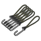 Elastic Cords with Hook 6 Inch Tarp Straps Ropes Fixed for Outdoor Camping Tent Canopy Awnings Cover Dark Green, Pack of 10