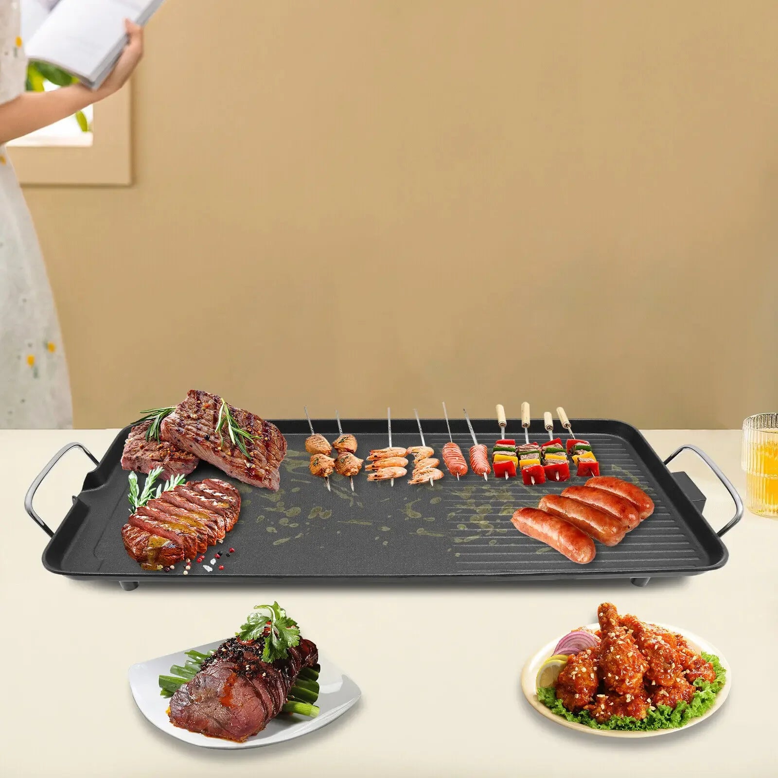 Smokeless Outdoor Electric BBQ Grill - Portable Barbecue 1500W