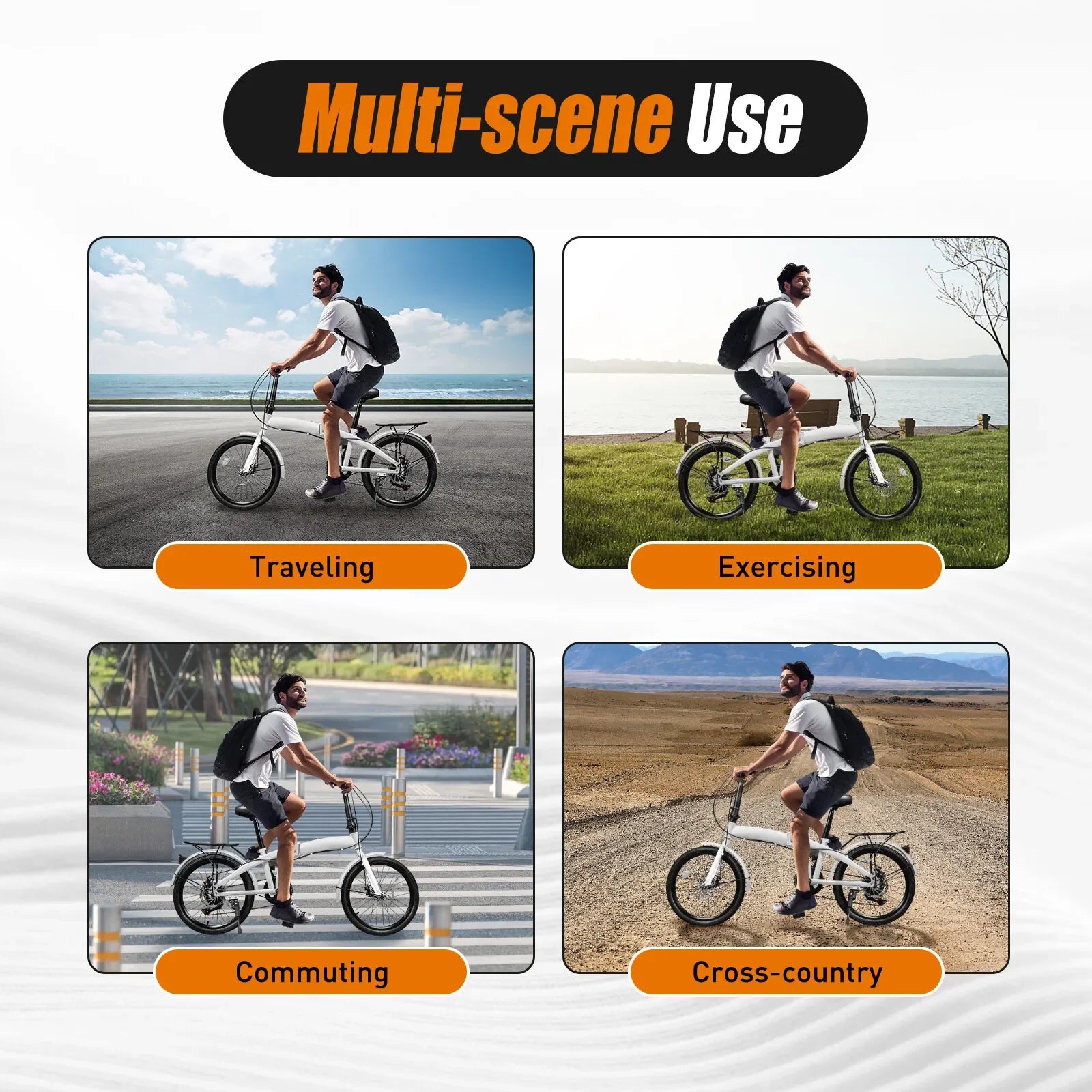 20 Inch Folding Bike 7 Speed Gears High Carbon Steel Frame Adjustable Seat Portable Bicycle for Adults