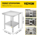 VEVOR Kitchen Work Bench.
Commercial Catering Table with Undershelf Stainless Steel 330LBS 286LBS for Restaurant Garage