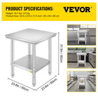 VEVOR Kitchen Work Bench.
Commercial Catering Table with Undershelf Stainless Steel 330LBS 286LBS for Restaurant Garage