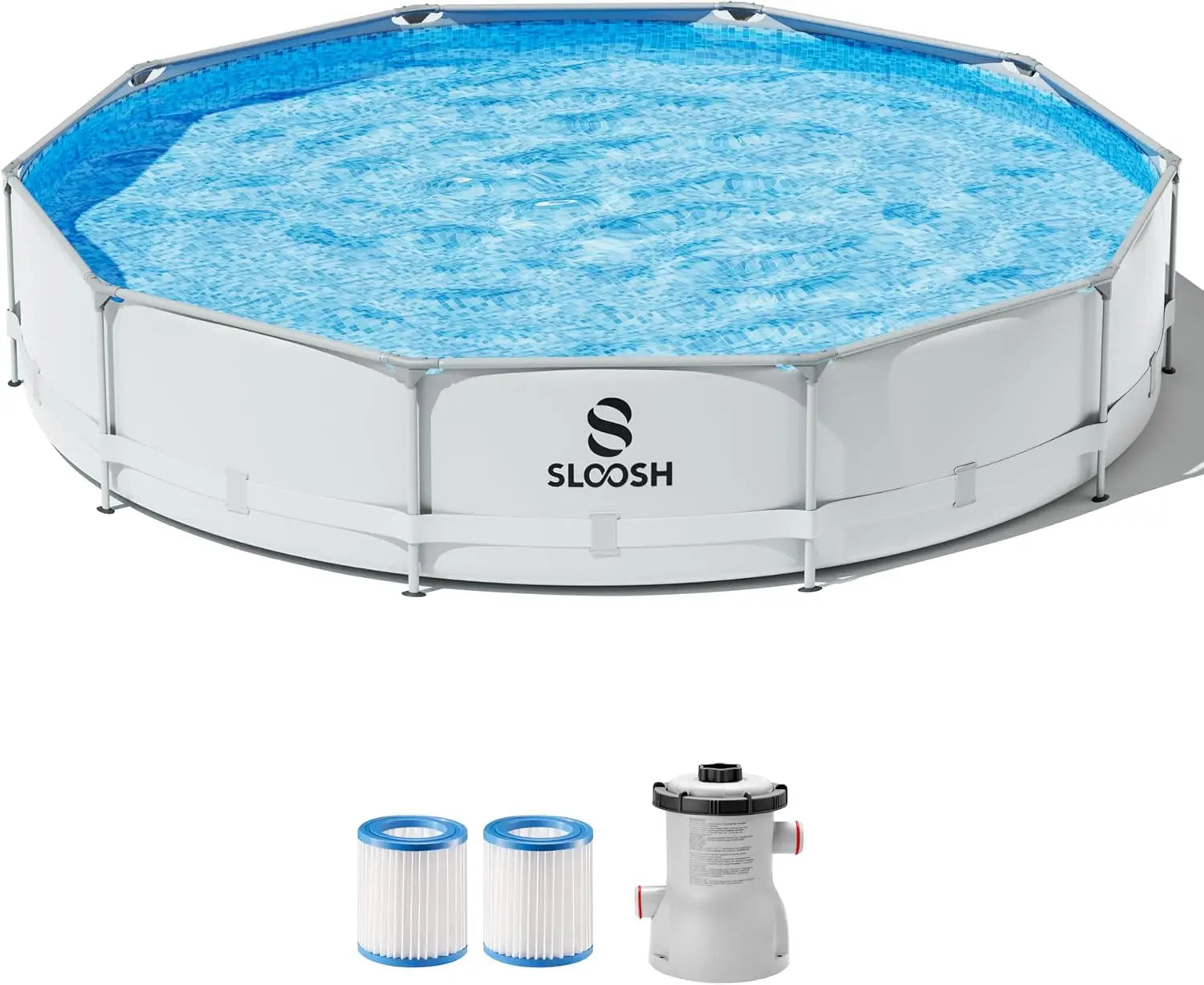 JOYFY Round Above Ground Pool 12ft/10ft/15ft Outdoor Round Frame 
 Set for Kids Adults with Filter Pump
