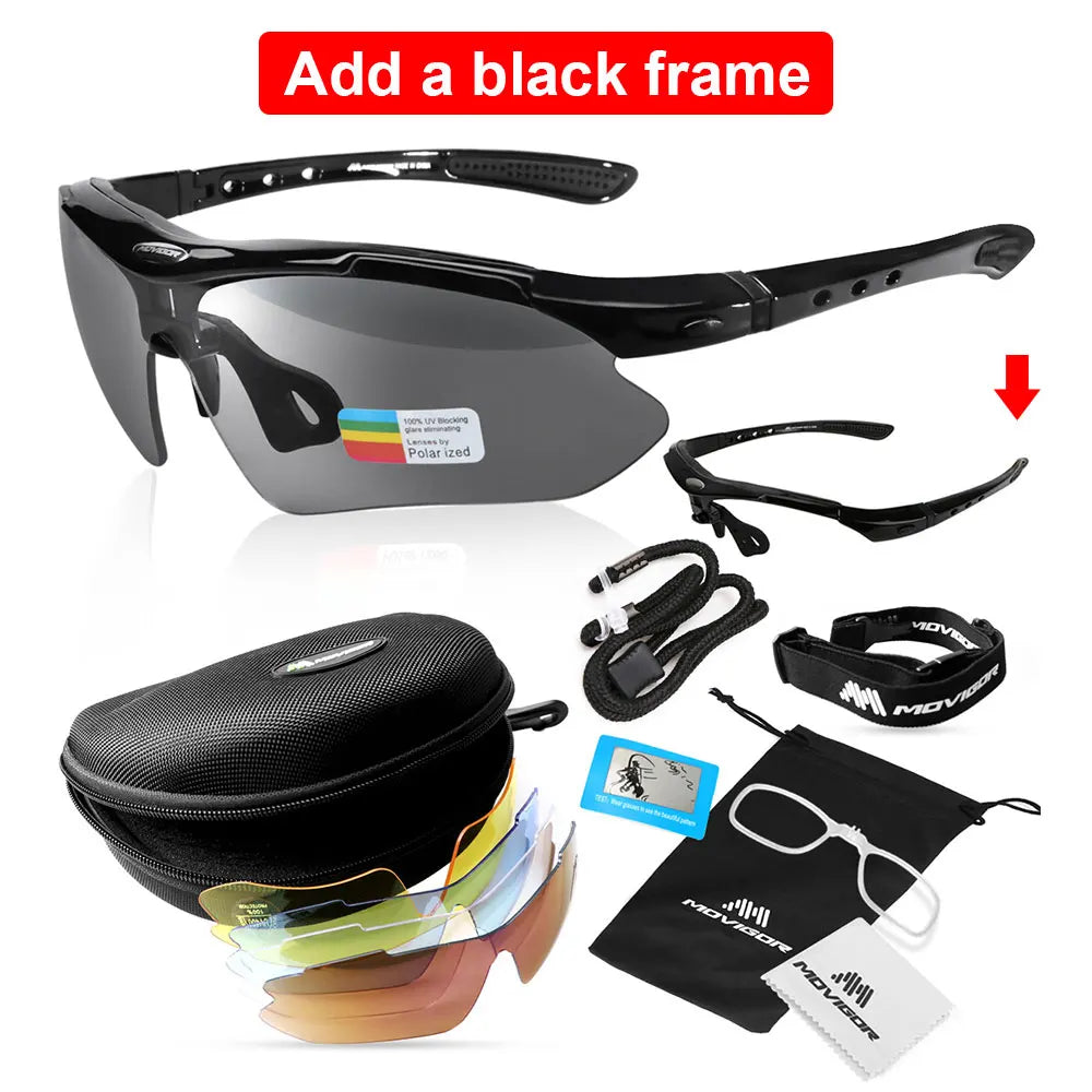 MOVIGOR Polarized Cycling Glasses Sports Men's Sunglasses Road Mountain Bicycle Riding Protection Goggles Eyewear Women 5 Lens