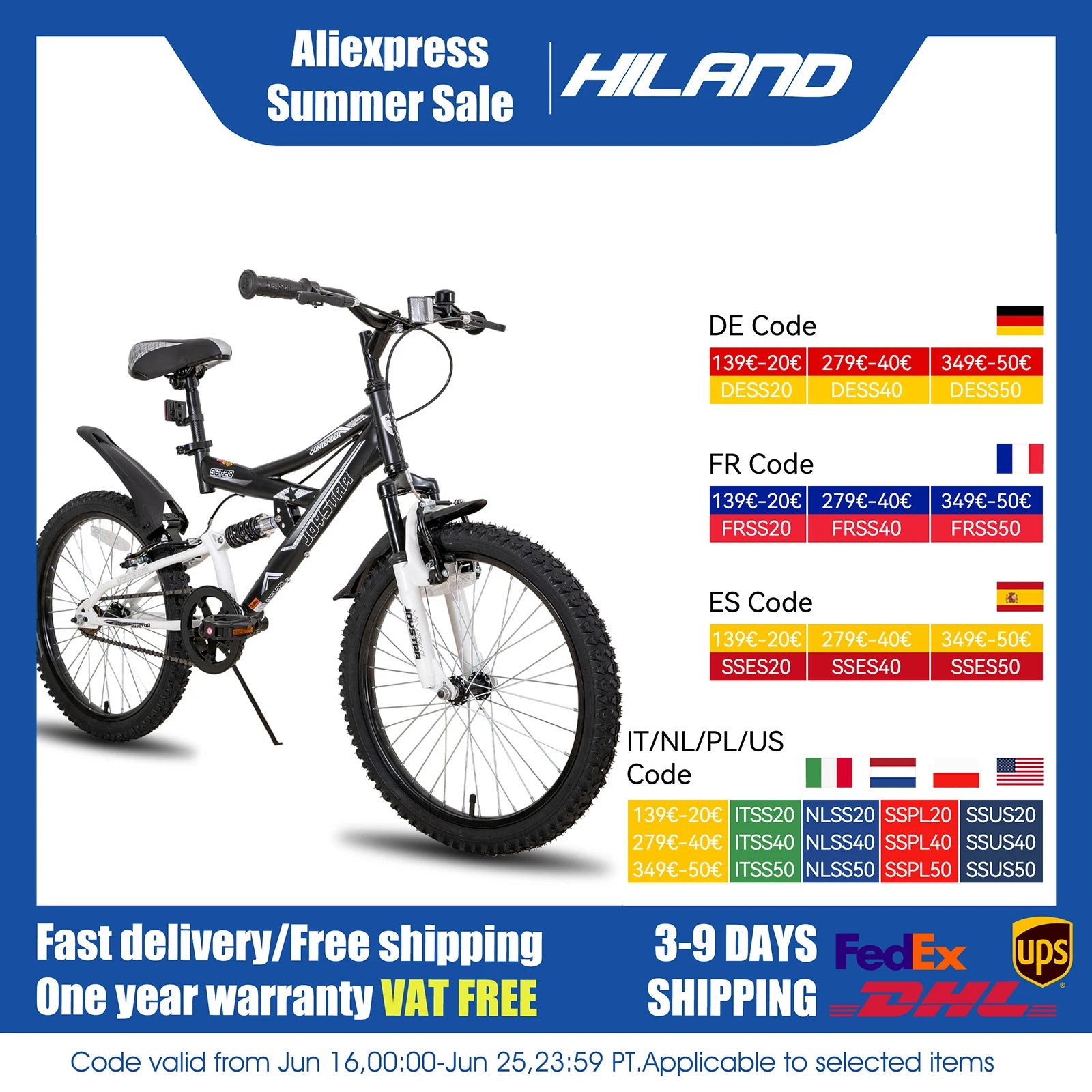 JOYSTAR 20 Inch Kids' Bike for Kids Ages 5-13 Years Old,
 Dual-Suspension Kids Mountain Bike