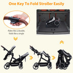 Double Stroller Track 
Tandem Stroller for Infant and Toddler,
 Foldable Pushchair Bassinet Pram, Multi-Position Reversible