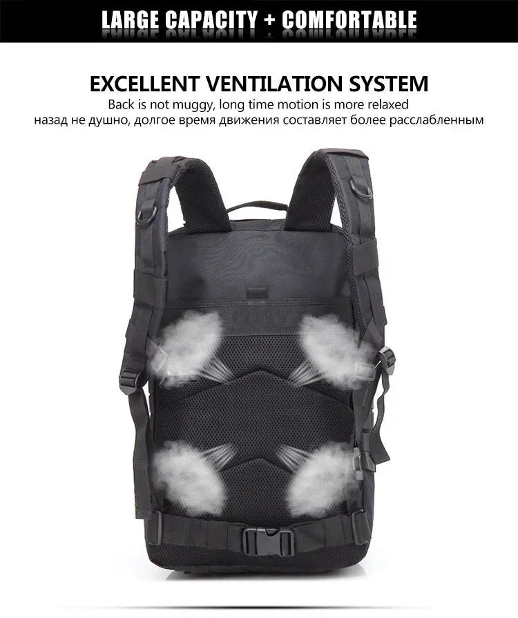 45L Man Tactical Backpacks Traveling  Outdoor 3P School Pack EDC Molle Pack