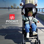 All-Terrain, Ultra Compact Lightweight Travel Stroller with Canopy and Reclining Seat in Velvet Black