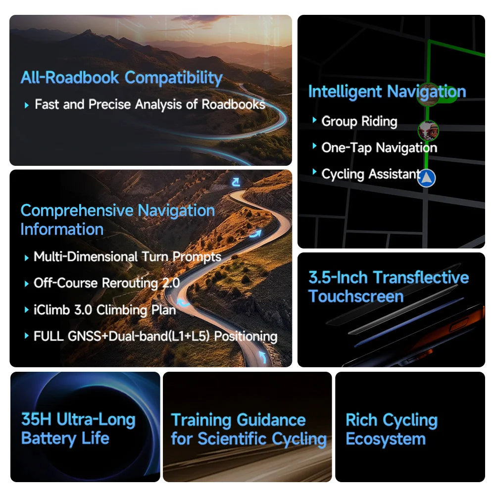 iGPSPORT Bicycle GPS Computer BiNavi Touchscreen
Map Navigation 35 Hours Battery Life  Waterproof Route Planning