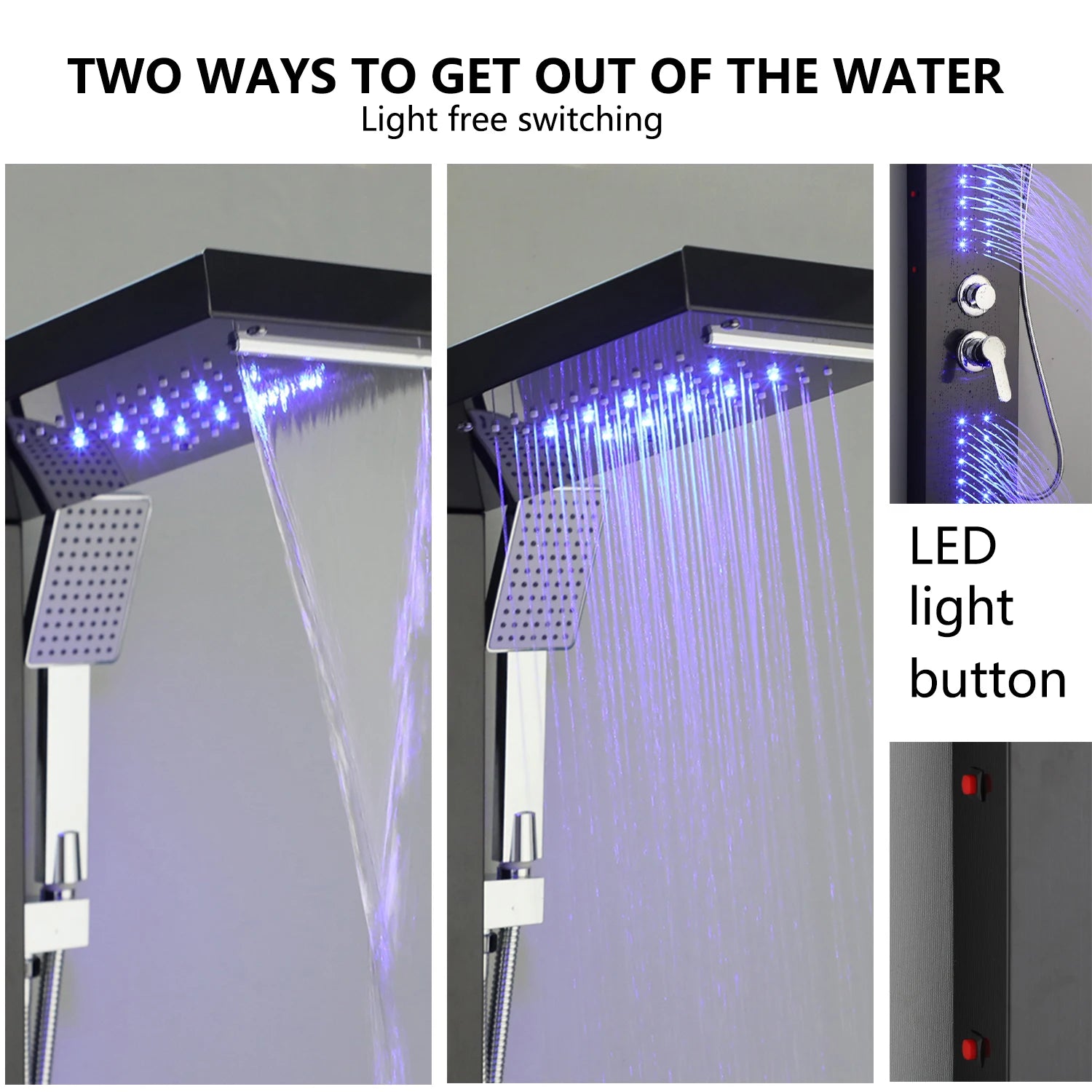 ZAPPO Shower Panel Tower System with LED Rainfall Waterfall Head
Full Body Jets ,Handheld Shower Column w/Tub Spout