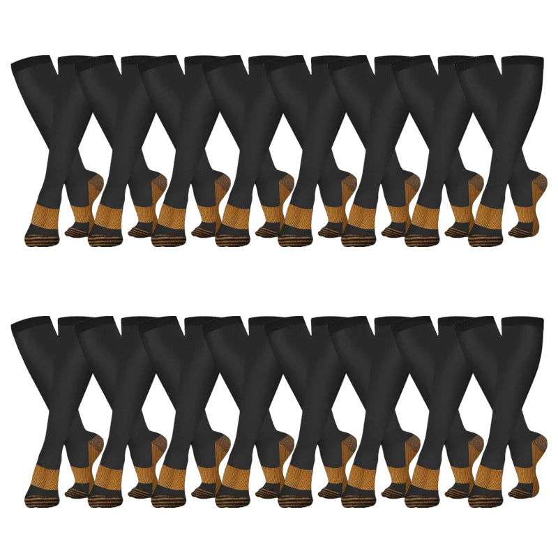 16 pairs copper compression socks
for men and women  
for running, traveling for nurses and pregnant women mid-calf design