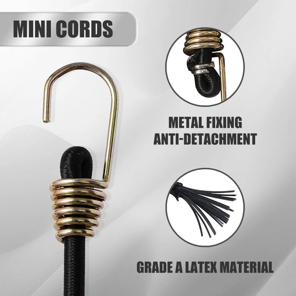 28pcs/32pcs/129pcs Bungee Cords Assortment Jar Includes Multiple lengths of Bungee Cord With Hooks,Trap Ball Ties And Tarp Clips