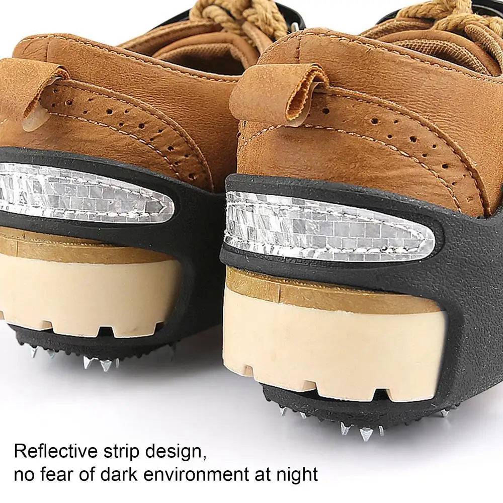 Snow Shoe Spikes Anti-Slip Stainless Steel Gripper Spike ice Cleats Snow Grips Reflective Climbing Crampons