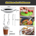 Camping Cookware Mess Kit, ---Lightweight Pot Pan Kettle Set with Cups Plates Forks Knives Spoons, 
Outdoor Cooking and Picnic