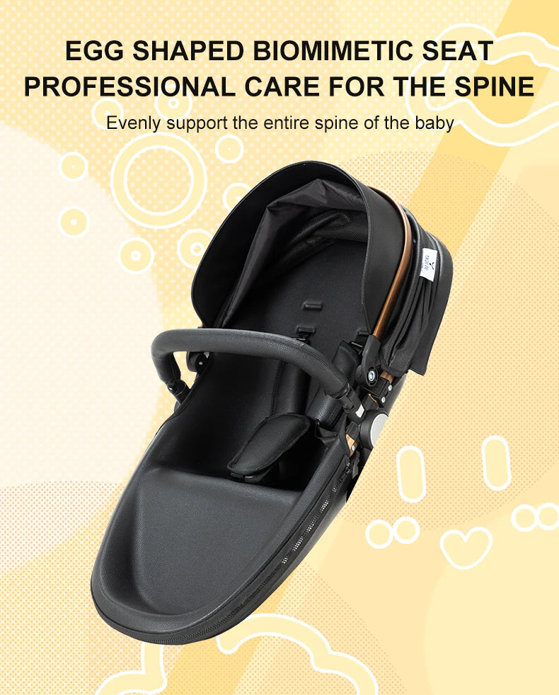 PU Leather Baby Stroller 2 in 1 Travel System 
High Landscape Portable Baby Pram
Newborns Aluminum Frame Baby Carriage