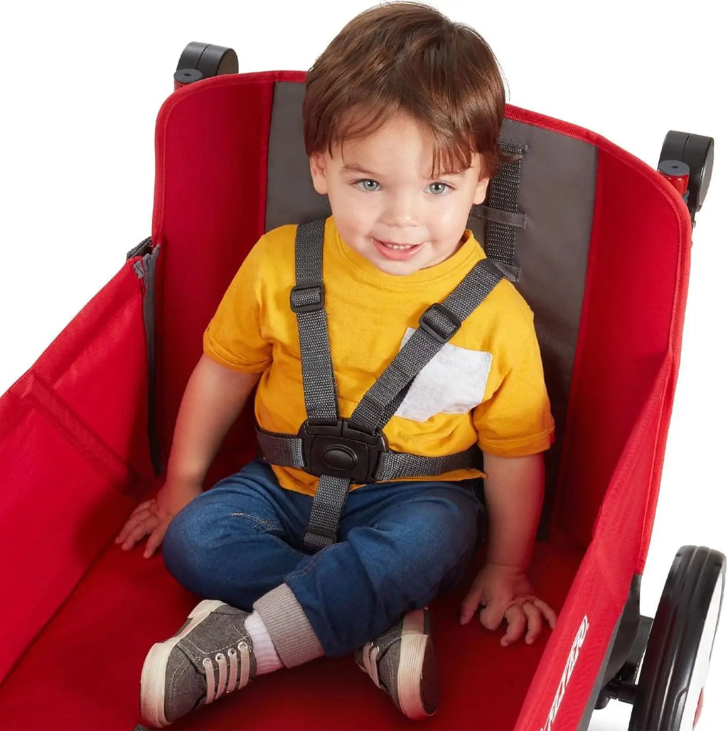 Convertible Stroller Wagon for Kids Ages 1-3, Red Toy Cart with Wheels for Outdoor Play and Beach Use