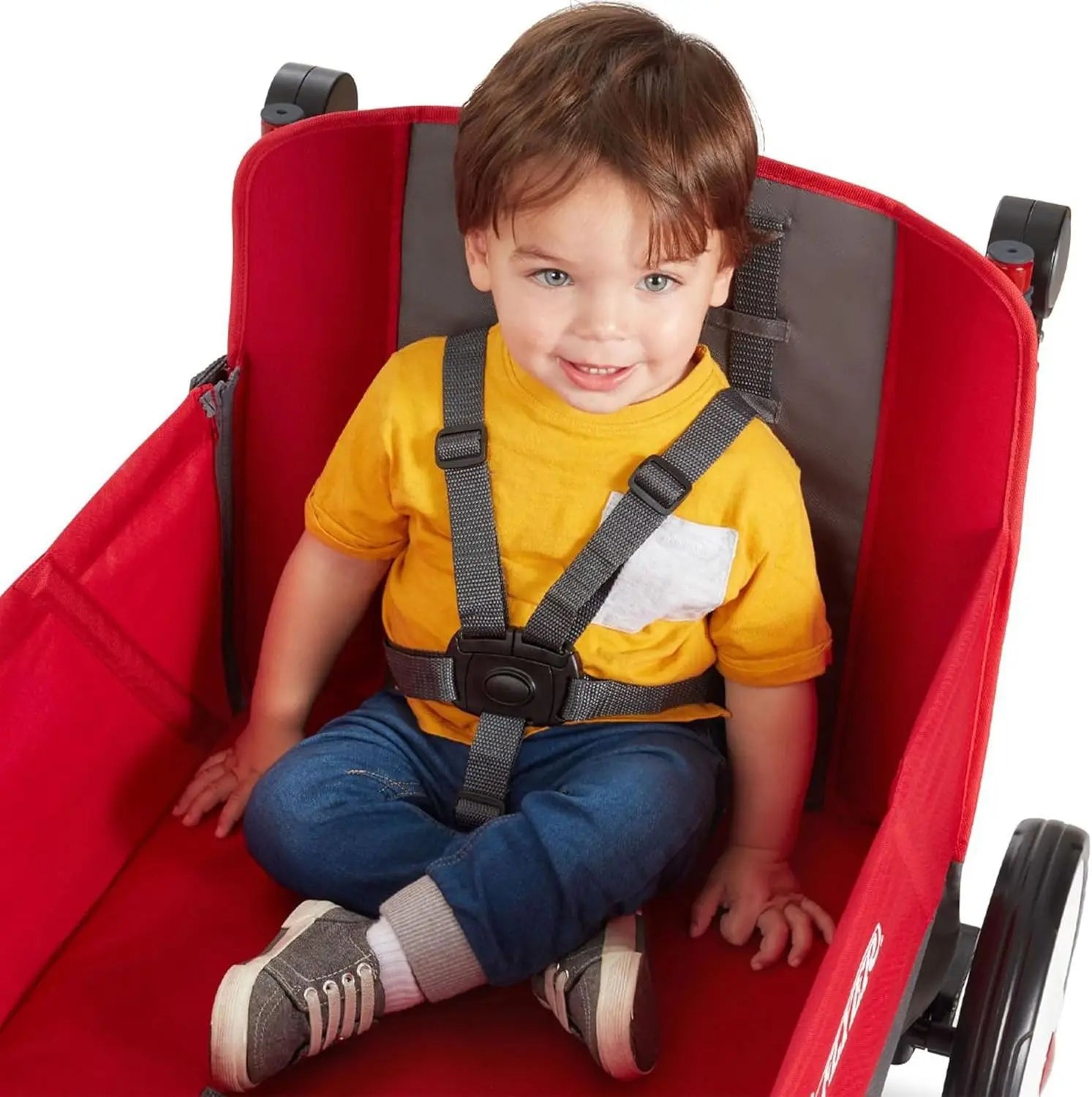 Convertible Stroller Wagon for Kids Ages 1-3, Red Toy Cart with Wheels for Outdoor Play and Beach Use