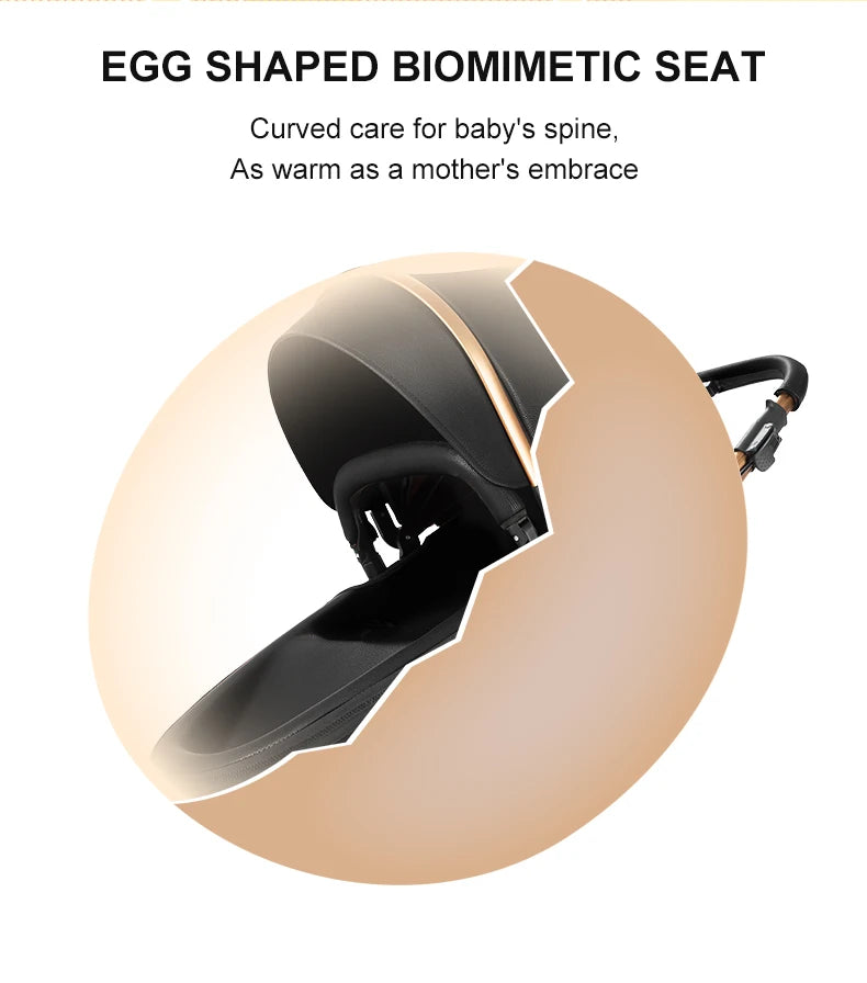 PU Leather Baby Stroller 2 in 1 Travel System 
High Landscape Portable Baby Pram
Newborns Aluminum Frame Baby Carriage