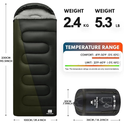 0 Degree XXL Winter Sleeping Bags for Adults Cold Weather,Camping Sleeping Bag for Kids with Compression Sack,4 Season Camping
