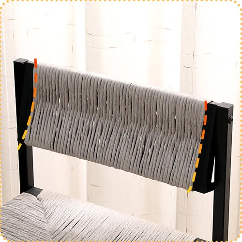 Gray Set of 2 Hand Weave Bar Stools with Back
Counter Height Bar. Paper Rope Woven for Kitchen Home & Office