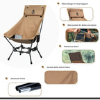 OneTigris Portable Camping Chair. 
Outdoor ,High Back, For Fishing , BBQ,  Parties Indoor Use