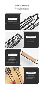 Barbecue Grill Stainless Steel Non-Stick Grill Basket with Handle 
BBQ, Roast Rack for Home Outdoor Picnic Kitchen Dining Tools