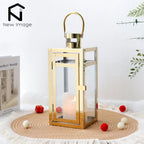 Stainless Steel Candle Holder Lantern
Gold Hanging  Metal Candlestick Light 
for Indoor -  Outdoor ,  Weddings, Parties, Home Decor