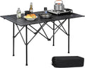 Roll Up Camping Tables That Folds Up, 
Lightweight,  Portable  ,Compact ,  Metal Camp Table for Grill Outdoor Picnic, Black Long