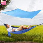 Blue Camping Hammock w/h Rain Fly Tarp Mosquito Net Tent Hammock for Backpacking and Travel