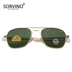 Retro Green AO Pilot Sunglasses 
Luxury Brand Designer Male,   American Army Military Optical Glass Lens Shades Eyewear