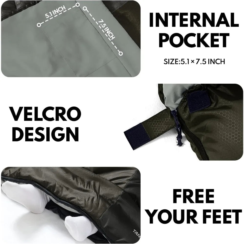 0 Degree XXL Winter Sleeping Bags for Adults Cold Weather,Camping Sleeping Bag for Kids with Compression Sack,4 Season Camping