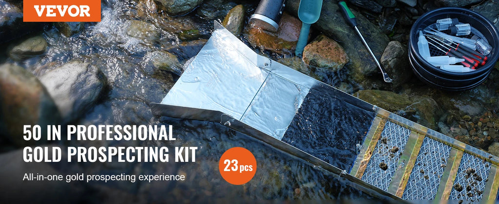 VEVOR 50" 12" Complete Sluice Box Gold Panning Kit Aluminum Alloy Gold Mining Equipment  Prospecting Kit