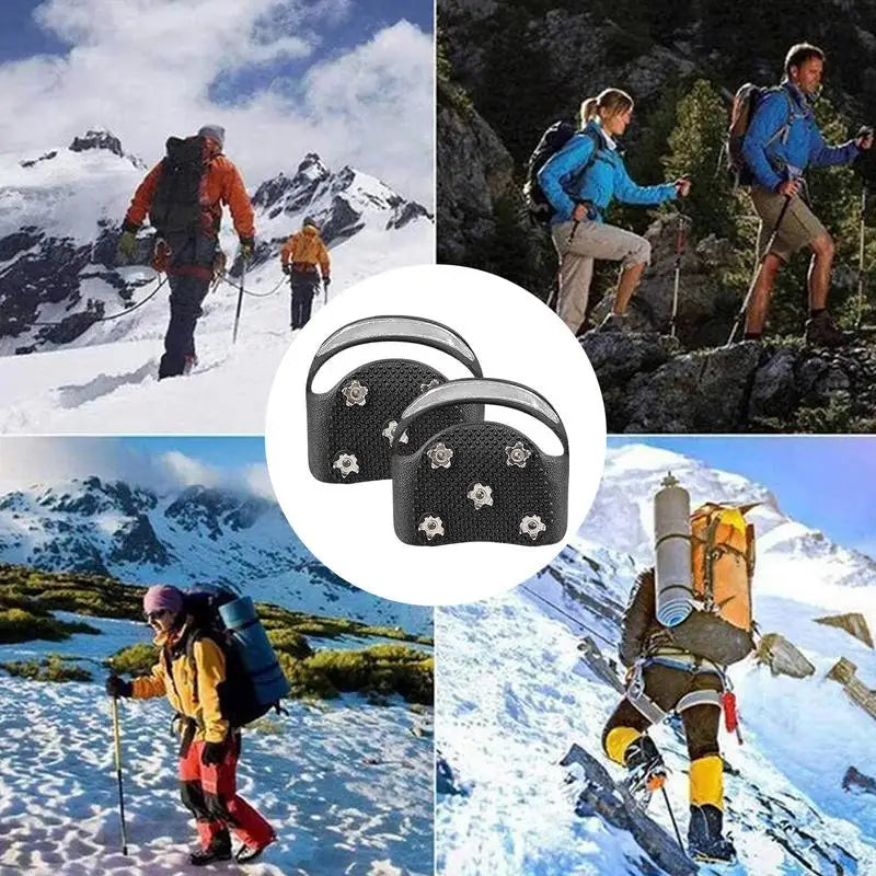 Snow Shoe Spikes Anti-Slip Stainless Steel Gripper Spike ice Cleats Snow Grips Reflective Climbing Crampons
