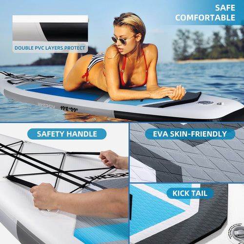 12'6 cruising paddle board for turing SUP Inflatable with 32" width and big capacity paddle board suitable for 2 persons