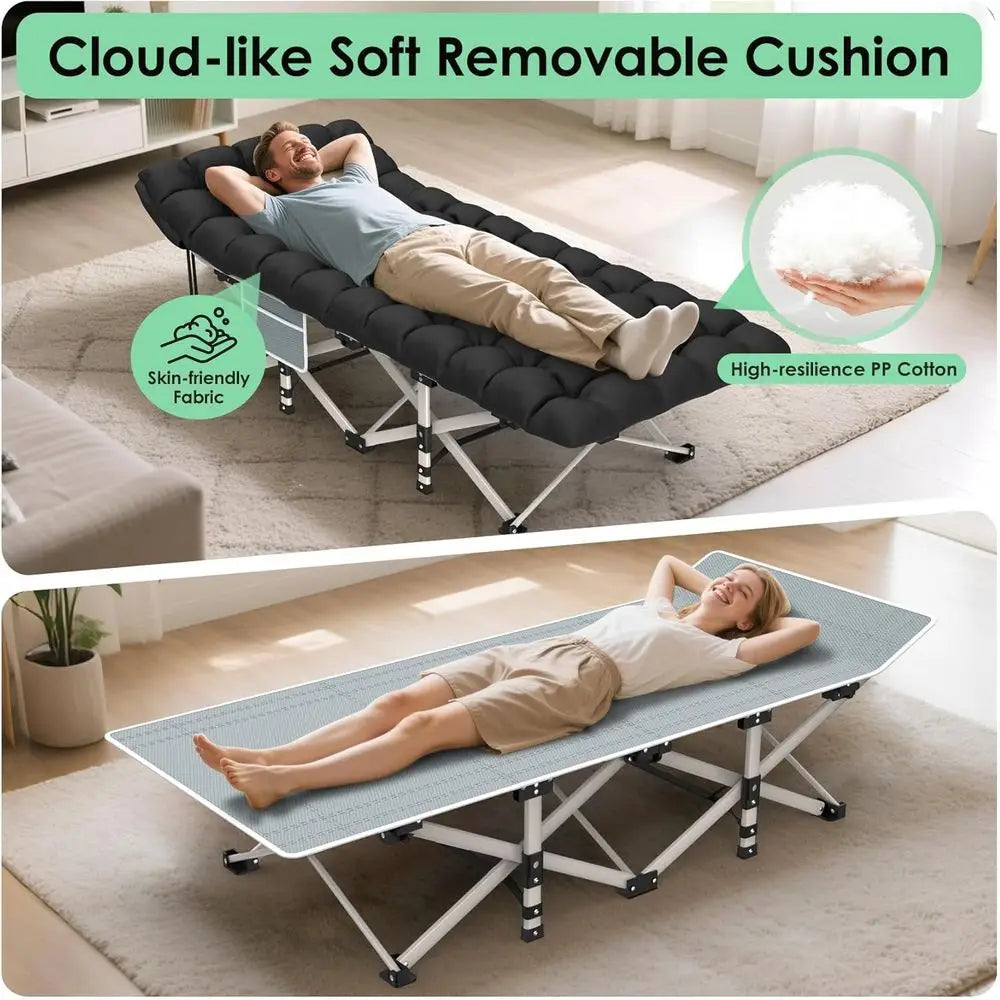 Double Layer Portable Camping Cot with Carry Bag - Ideal for Outdoor, Beach, and Travel