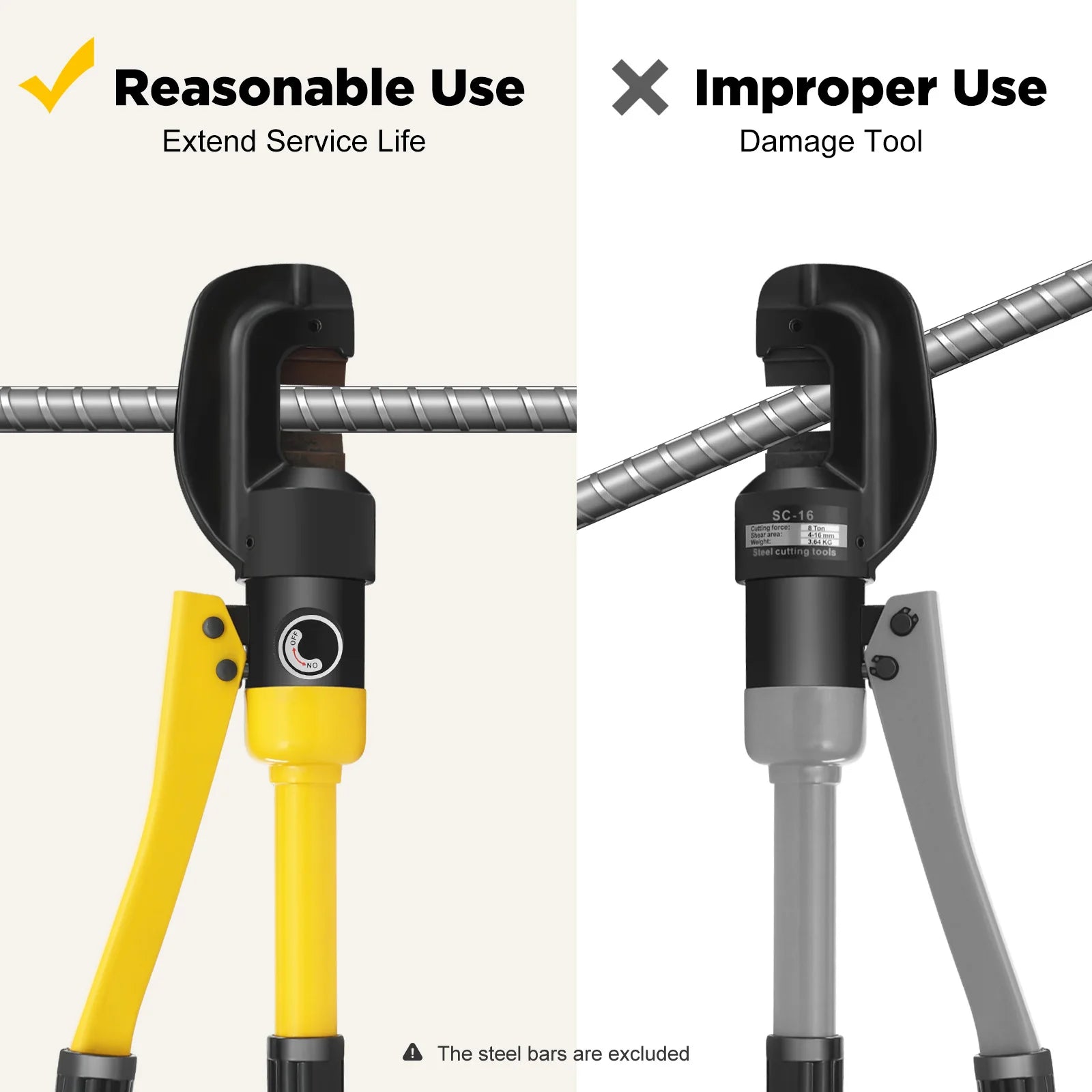 8 Ton Hydraulic Rebar, Steel  Cutter, 
Handheld Tool 16mm for Metal, Chain ,Steel