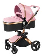 PU Leather Baby Stroller 2 in 1 Travel System 
High Landscape Portable Baby Pram
Newborns Aluminum Frame Baby Carriage