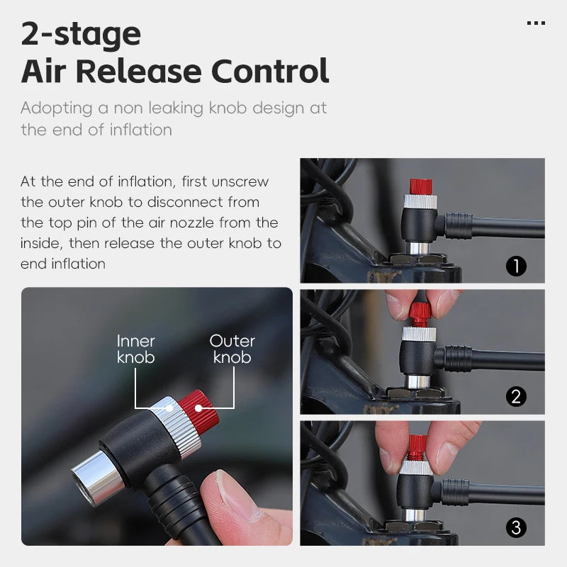 WEST BIKING 400PSI Bicycle Air Pump
 High Pressure MTB Front, Rear Suspension Pressure Gauge Schrader Valve
