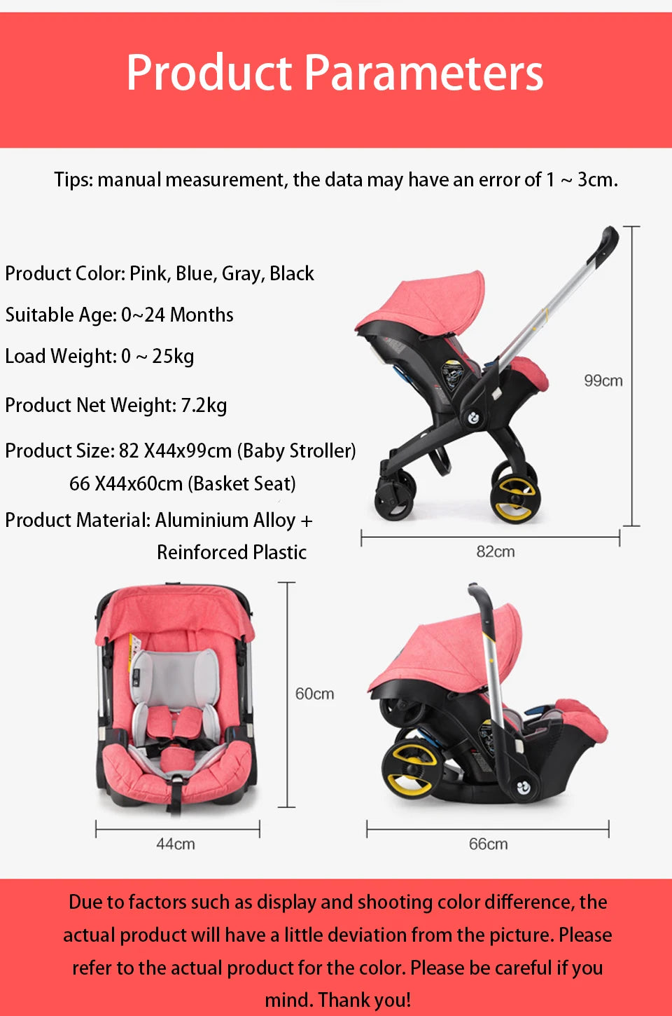 Baby Stroller Multifunctional Car Seat 3 in 1 For Newborn , Infant Buggy Safety Cart Carriage