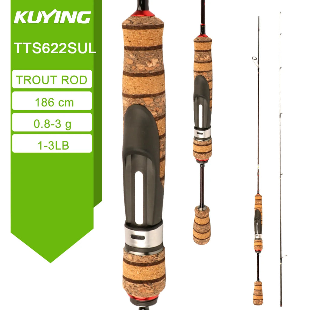 KUYING TETON  5'2" 6' 6'3" 6'4"6'2" 6'6"  Cane Spinning Rod &  Casting FUJI Carbon 1-4g 0.8-3g 2-10g M-Fast bfs
