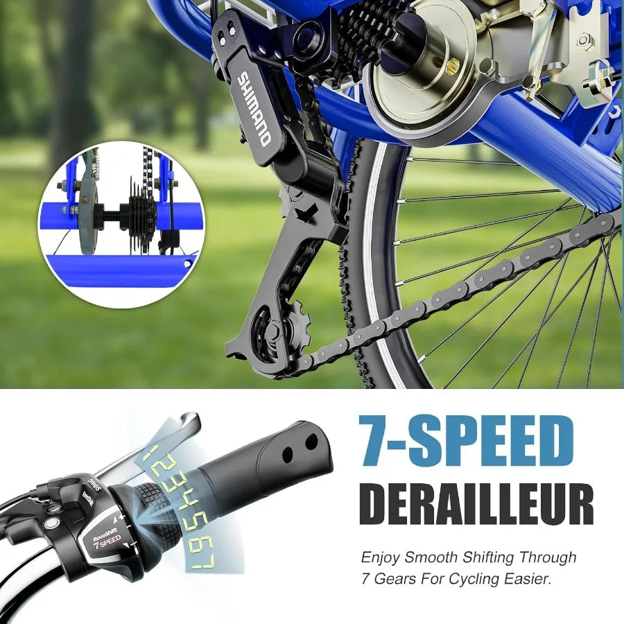 Adult Tricycles 3 Wheel Bikes for Adults 20 24 26 Inch
 7 Speed Adult Trikes Bicycles Cruise Trike with Shopping Basket for Seni