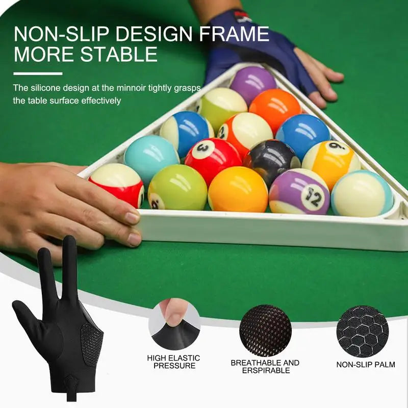 Open Finger Billiard Pool Gloves Breathable Snooker Glove Non Slip Left Hand 3 Finger Glove Training Shooters Gloves Accessories
