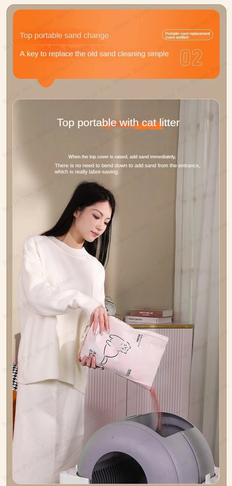 Automatic Smart Cat Toilet,   Electric Litter Box Can Be Remotely Controlled By App enclosed