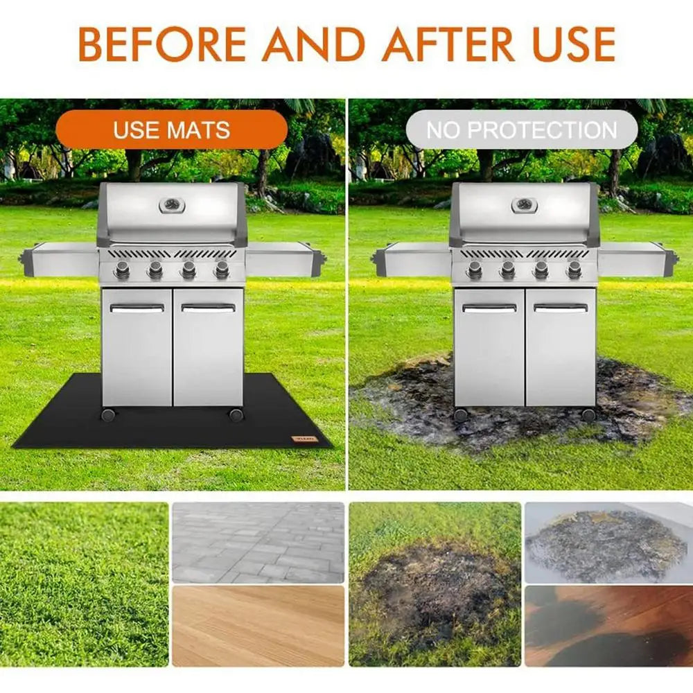 Under Grill Mats For Outdoor Grill Floor Protector Mat Fire Retardant Mat Oil-Proof Heat-Resistant Waterproof Design Good