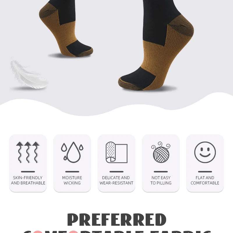 6 pairs copper fiber compression socks 
for men and women for;
 running ,and traveling for nurses and pregnant women mid-calf design