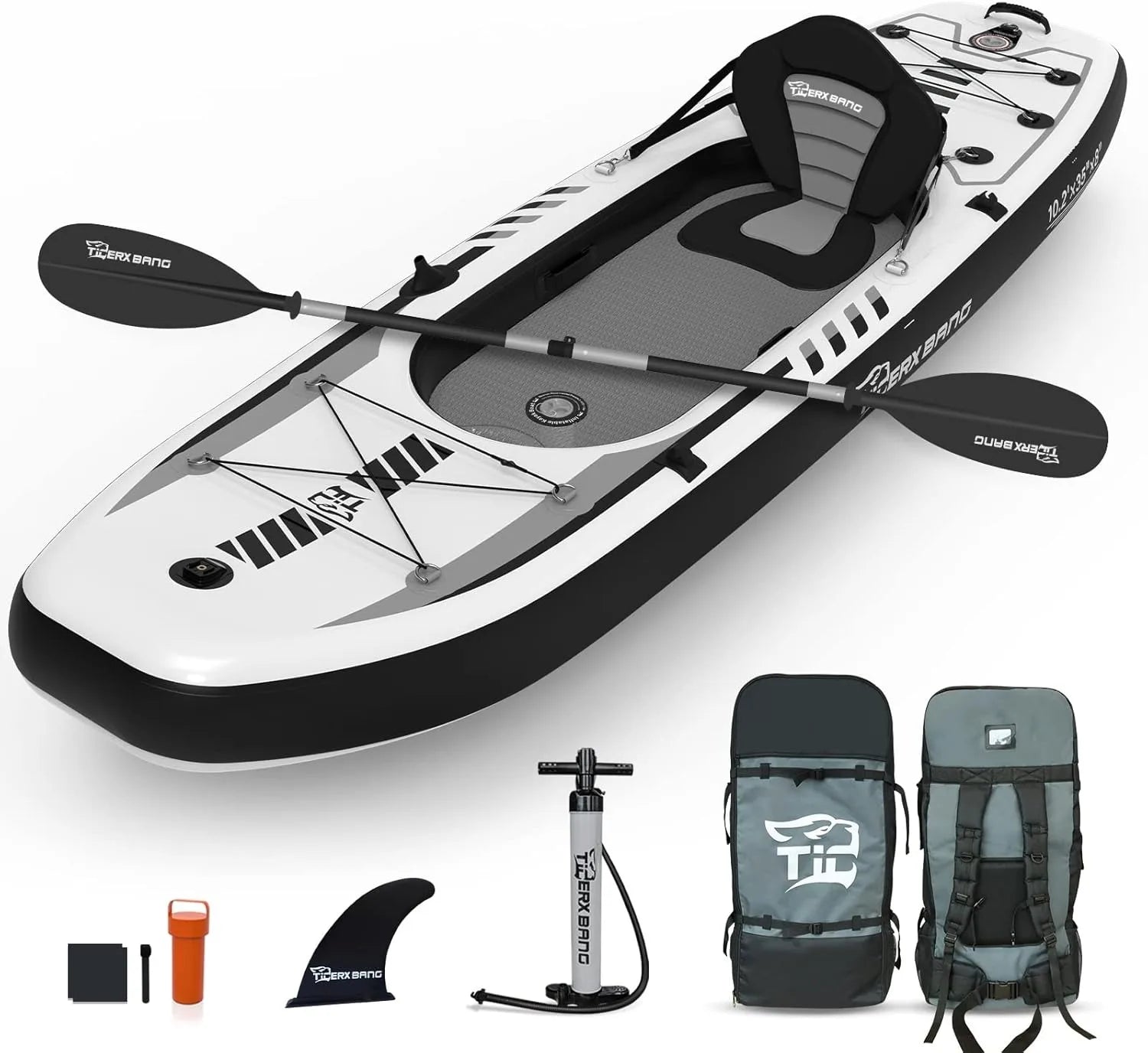 10.2'x35''x8'' Inflatable Kayak with Detachable Seat, SUP-
 Set Includes Hand Pump/Aluminum Oar/Backpack, Boat for Adults