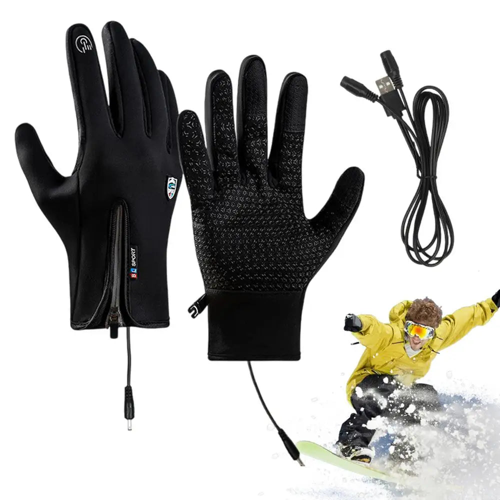 Rechargeable Heated Gloves Rechargeable Hand Warming Gloves Non-Slip Winter Gloves With Zipper Design Ice Fishing Gear For Men