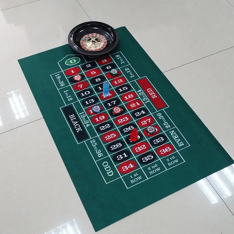 Double-sided Poker Layout Mat Blackjack and Texas Holdem Available Table Mat Craps and Roulette Table Felt Green Fabric Mat