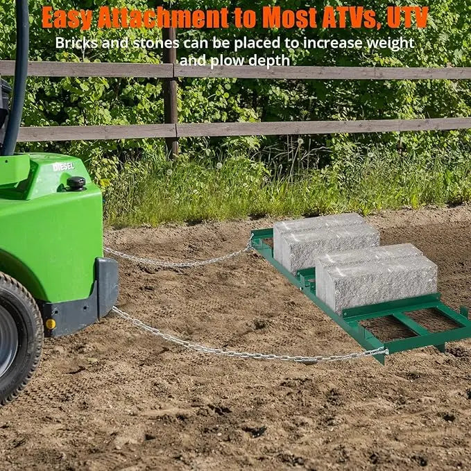 Land Leveler 48" Width, Heavy Duty Drag Harrow for ATV, UTV, Tractor - Lawn Rake, 
Versatile Applications, Enhanced Depth