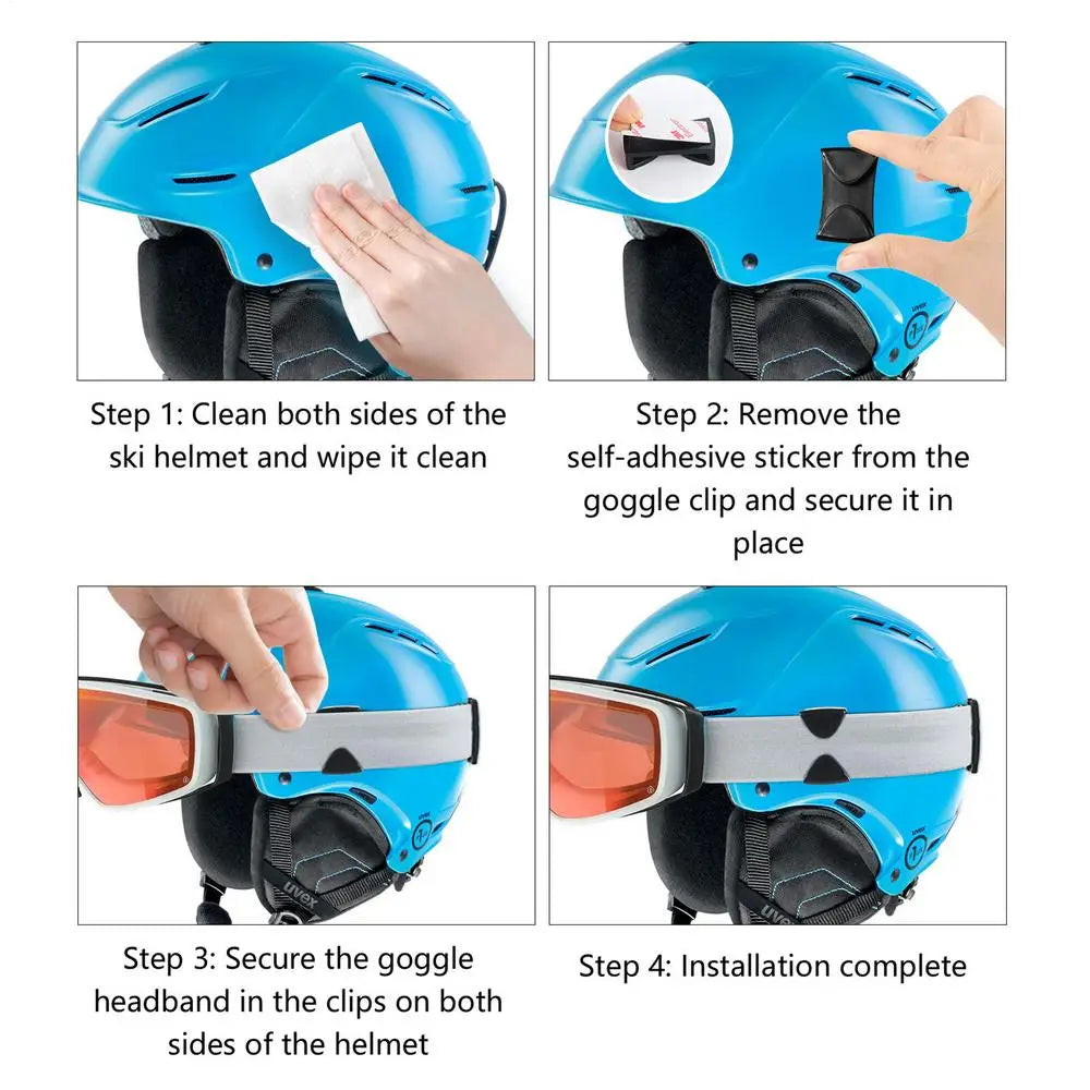 2Pcs/set Ski Goggle Clips Anti-Drop Goggle Grip Side Rails Belt Buckles Quick Release Ski Helmet Clip Mask Holder
